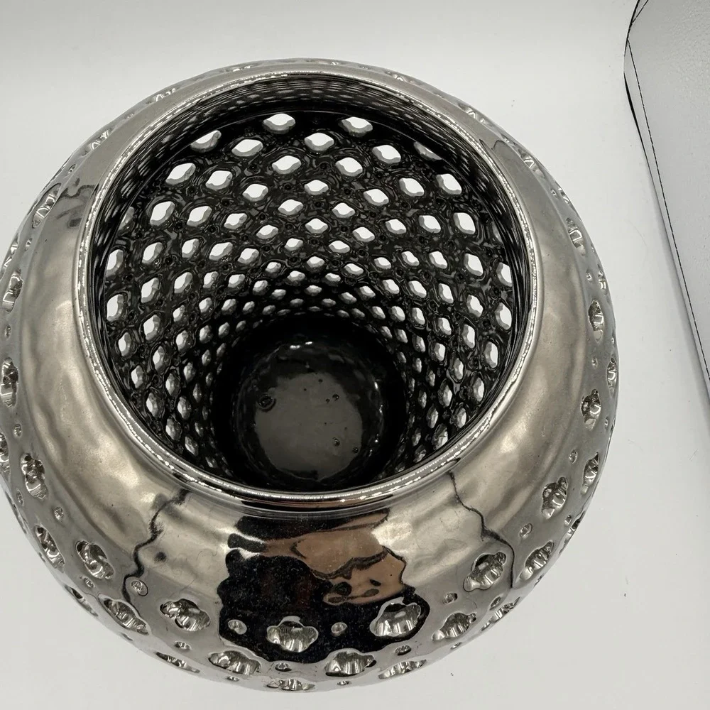 Silver Pierced Ceramic Ginger Jar 13